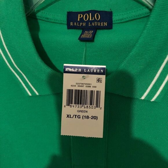 POLO by Ralph Lauren Green Polo Shirt Sz XL 18-20 NWT - Picture 3 of 5